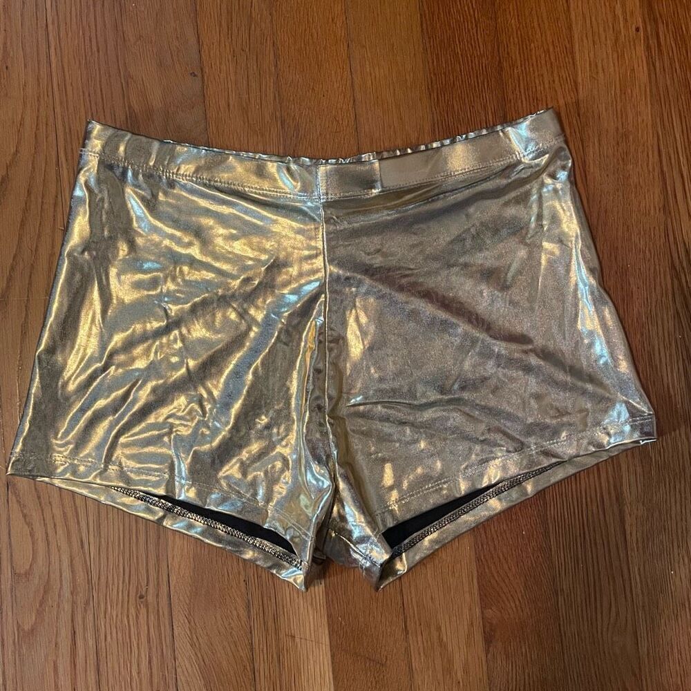 BLACKJACKY | gold lamè shorts L